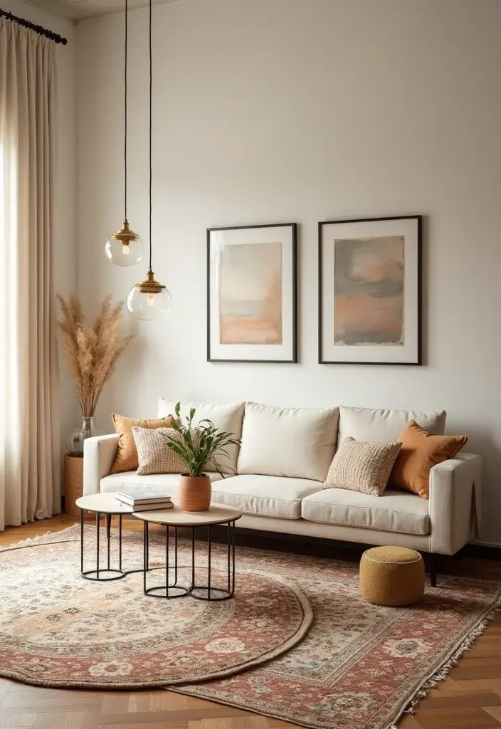 29 Cream Living Room Ideas That Elevate Soft Modern and Elegant Spaces 13 29 Cream Living Room Ideas That Elevate Soft Modern and Elegant Spaces - 13. Stylish Area Rugs to Define Spaces