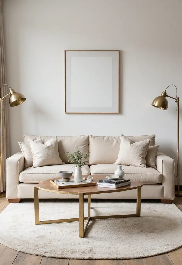 29 Cream Living Room Ideas That Elevate Soft Modern and Elegant Spaces 16 29 Cream Living Room Ideas That Elevate Soft Modern and Elegant Spaces - 16. Incorporating Metal Accents