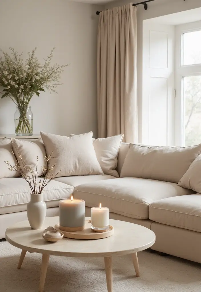 29 Cream Living Room Ideas That Elevate Soft Modern and Elegant Spaces 29 29 Cream Living Room Ideas That Elevate Soft Modern and Elegant Spaces - 29. Final Flourishes with Scent