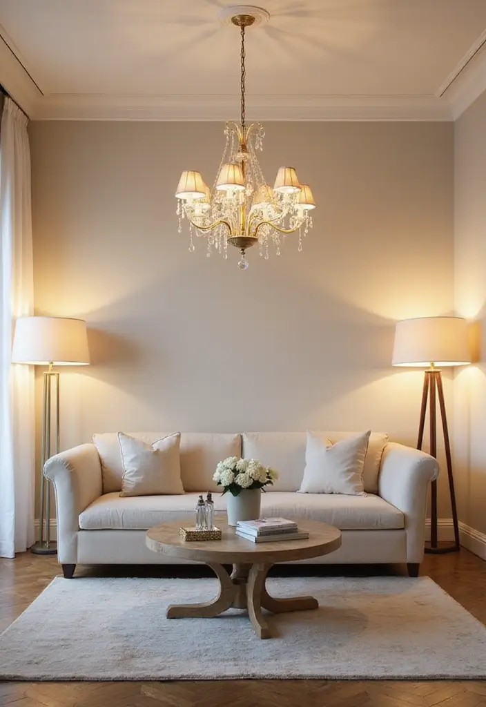 29 Cream Living Room Ideas That Elevate Soft Modern and Elegant Spaces 4 29 Cream Living Room Ideas That Elevate Soft Modern and Elegant Spaces - 4. Statement Lighting to Illuminate Elegance