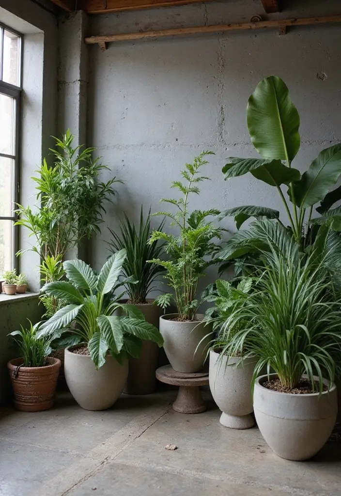 29 Industrial Living Room Designs That Showcase Raw and Stylish Aesthetics 14 29 Industrial Living Room Designs That Showcase Raw and Stylish Aesthetics - 14. Urban Plants