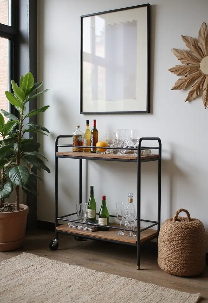 29 Industrial Living Room Designs That Showcase Raw and Stylish Aesthetics 18 29 Industrial Living Room Designs That Showcase Raw and Stylish Aesthetics - 18. Industrial Bar Carts