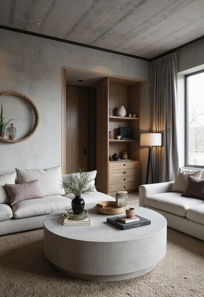 29 Industrial Living Room Designs That Showcase Raw and Stylish Aesthetics 8 29 Industrial Living Room Designs That Showcase Raw and Stylish Aesthetics - 8. Concrete Accents