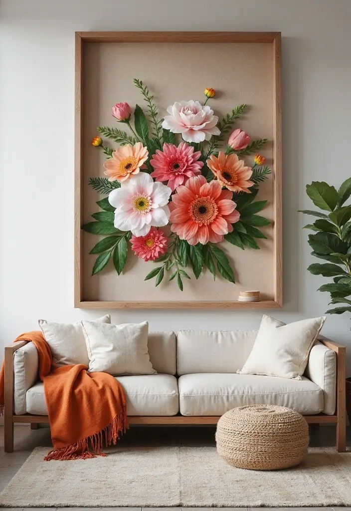29 Large Living Room Wall Decor Ideas That Fill Big Empty Walls Beautifully 11 29 Large Living Room Wall Decor Ideas That Fill Big Empty Walls Beautifully - 11. Large Floral Arrangements