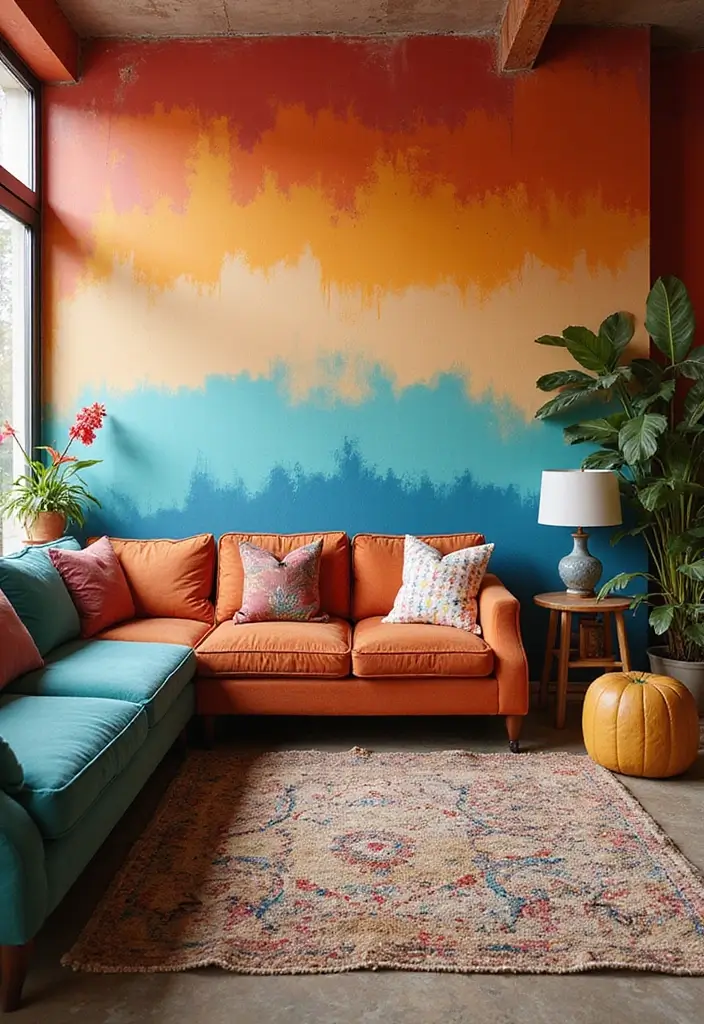 29 Large Living Room Wall Decor Ideas That Fill Big Empty Walls Beautifully 14 29 Large Living Room Wall Decor Ideas That Fill Big Empty Walls Beautifully - 14. Bold Color Wash