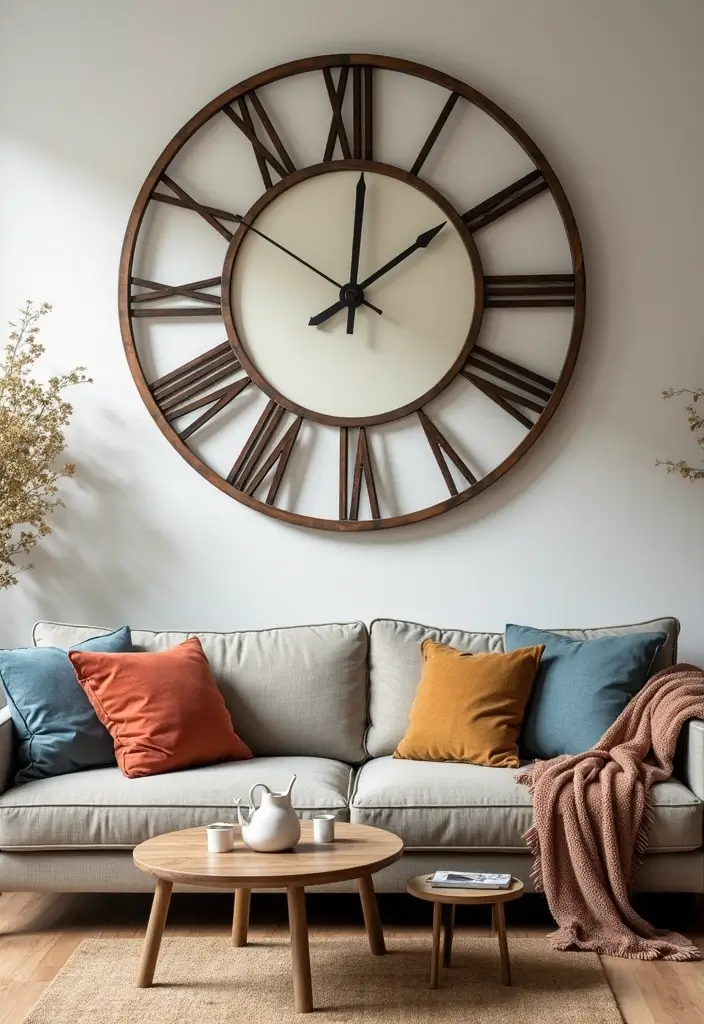 29 Large Living Room Wall Decor Ideas That Fill Big Empty Walls Beautifully 17 29 Large Living Room Wall Decor Ideas That Fill Big Empty Walls Beautifully - 17. Unique Wall Clocks