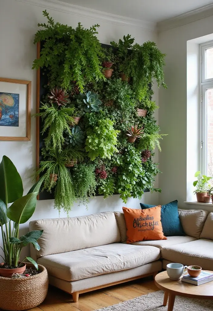 29 Large Living Room Wall Decor Ideas That Fill Big Empty Walls Beautifully 5 29 Large Living Room Wall Decor Ideas That Fill Big Empty Walls Beautifully - 5. Vertical Garden Walls