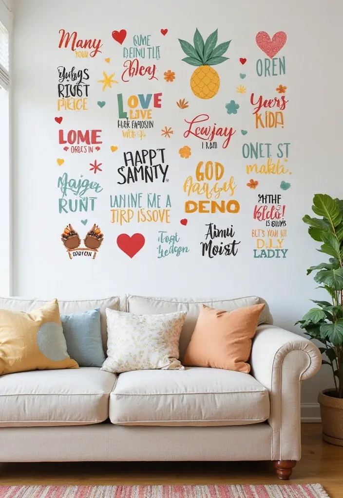 29 Large Living Room Wall Decor Ideas That Fill Big Empty Walls Beautifully 9 29 Large Living Room Wall Decor Ideas That Fill Big Empty Walls Beautifully - 9. Wall Decals and Stickers