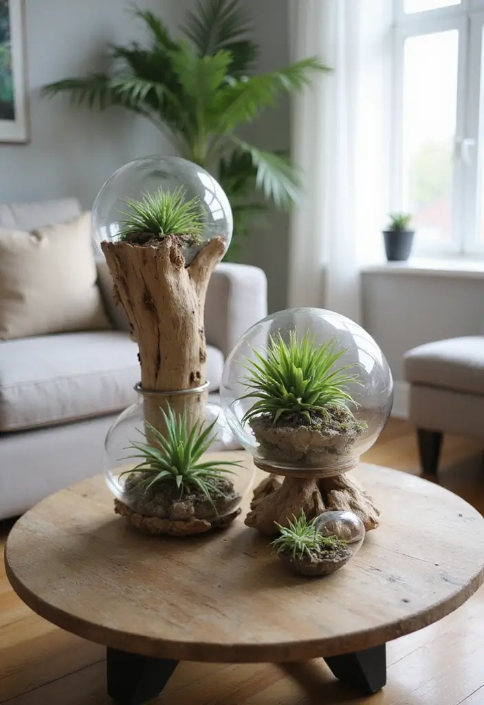 29 Living Room Plants Decor Ideas That Add Greenery and Freshness 12 29 Living Room Plants Decor Ideas That Add Greenery and Freshness - 12. Charming Air Plant Installation