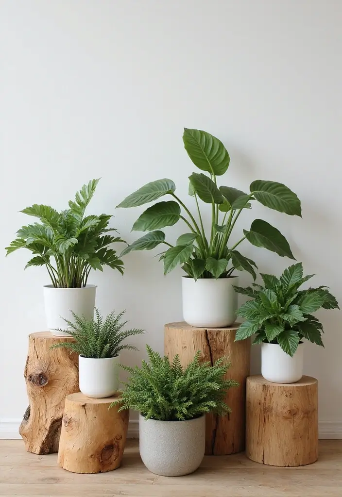 29 Living Room Plants Decor Ideas That Add Greenery and Freshness 15 29 Living Room Plants Decor Ideas That Add Greenery and Freshness - 15. Natural Wood Plant Stands