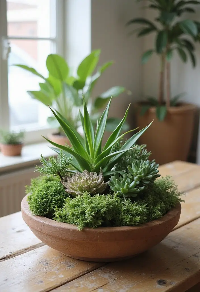 29 Living Room Plants Decor Ideas That Add Greenery and Freshness 16 29 Living Room Plants Decor Ideas That Add Greenery and Freshness - 16. Layered Tabletop Garden