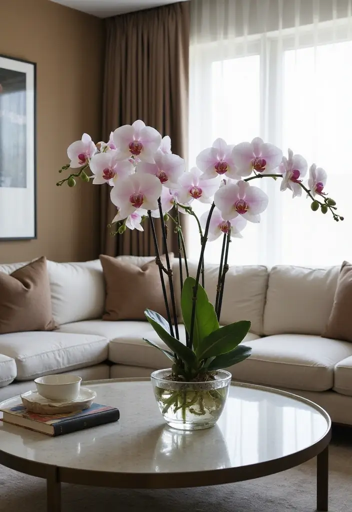 29 Living Room Plants Decor Ideas That Add Greenery and Freshness 20 29 Living Room Plants Decor Ideas That Add Greenery and Freshness - 20. Elegant Orchid Arrangements
