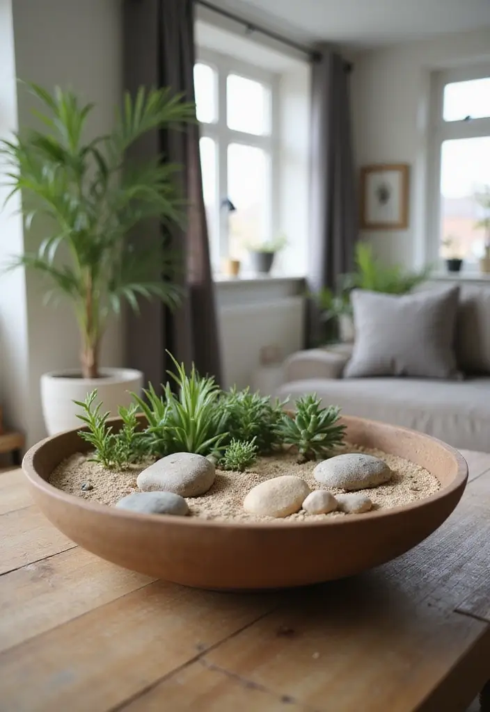 29 Living Room Plants Decor Ideas That Add Greenery and Freshness 28 29 Living Room Plants Decor Ideas That Add Greenery and Freshness - 28. Relaxing Zen Garden with Plants