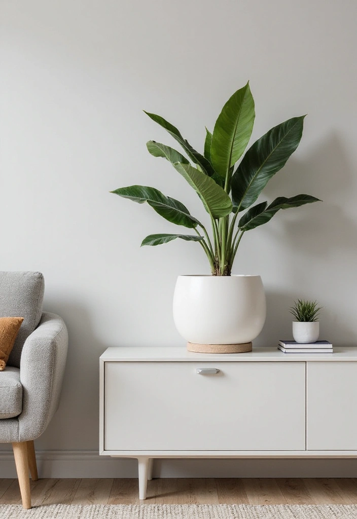 29 Living Room Plants Decor Ideas That Add Greenery and Freshness 3 29 Living Room Plants Decor Ideas That Add Greenery and Freshness - 3. Minimalist ZZ Plant Arrangement
