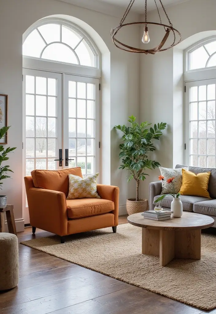 29 Modern Farmhouse Living Room Ideas Full of Rustic Elegance 18 29 Modern Farmhouse Living Room Ideas Full of Rustic Elegance - 18. Statement Furniture Pieces