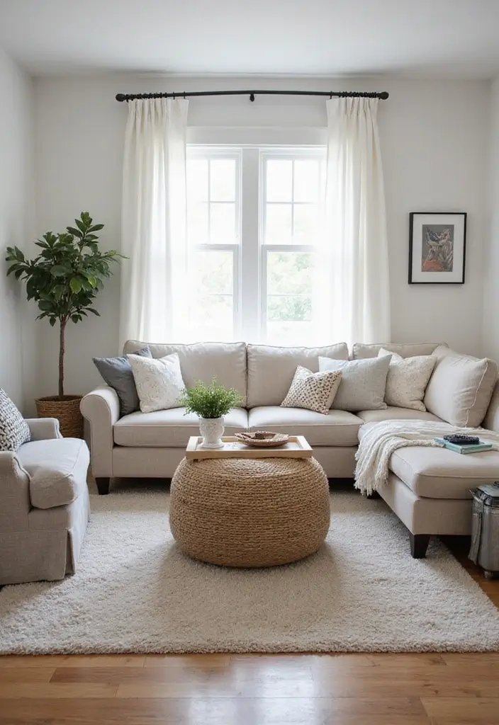 29 Modern Farmhouse Living Room Ideas Full of Rustic Elegance 27 29 Modern Farmhouse Living Room Ideas Full of Rustic Elegance - 27. Cozy Ottomans