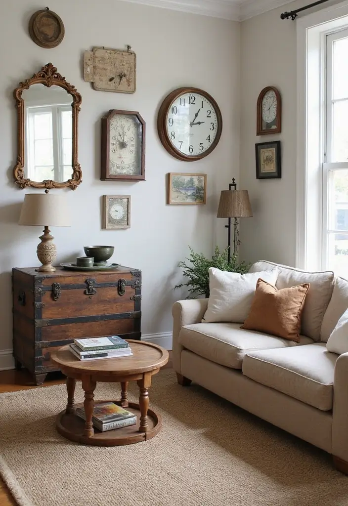 29 Modern Farmhouse Living Room Ideas Full of Rustic Elegance 4 29 Modern Farmhouse Living Room Ideas Full of Rustic Elegance - 4. Vintage Decor Accents