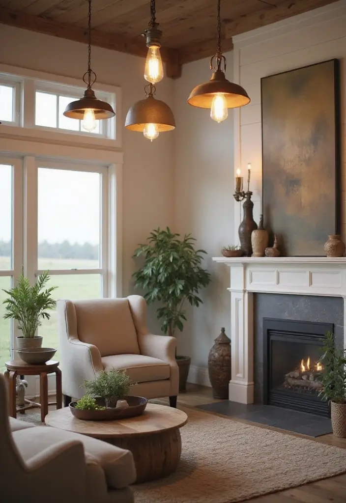 29 Modern Farmhouse Living Room Ideas Full of Rustic Elegance 5 29 Modern Farmhouse Living Room Ideas Full of Rustic Elegance - 5. Farmhouse-Style Lighting
