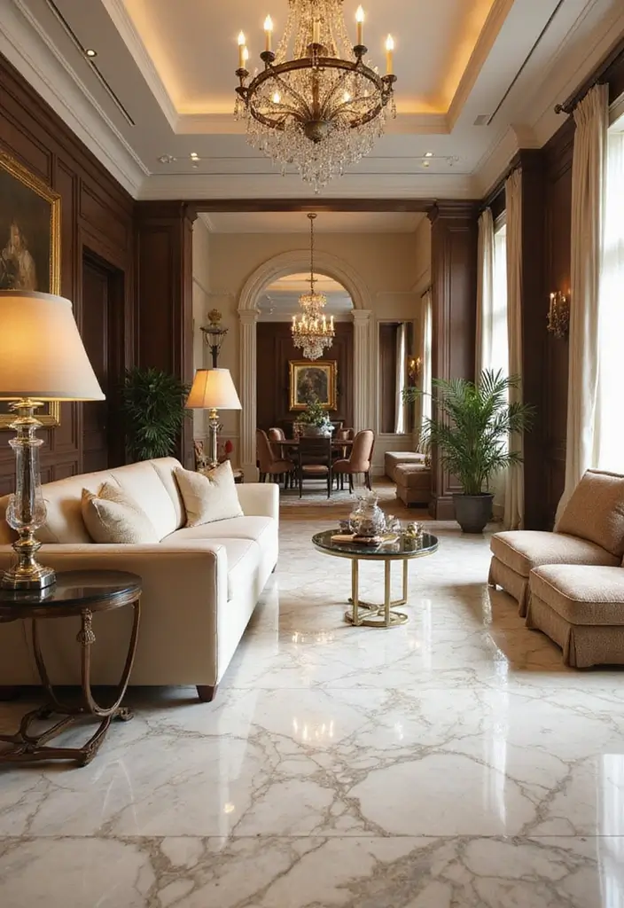 29 Modern Tiles for Living Room Floor Ideas That Redefine Interiors 17 29 Modern Tiles for Living Room Floor Ideas That Redefine Interiors - 17. Luxurious Marble Tiles