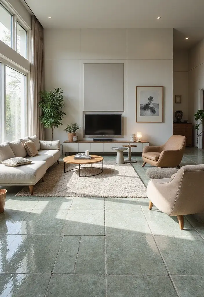 29 Modern Tiles for Living Room Floor Ideas That Redefine Interiors 5 29 Modern Tiles for Living Room Floor Ideas That Redefine Interiors - 5. Recycled Glass Tiles