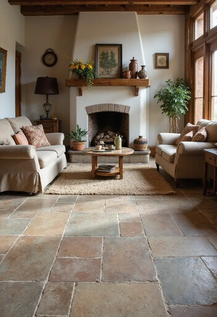 29 Modern Tiles for Living Room Floor Ideas That Redefine Interiors 7 29 Modern Tiles for Living Room Floor Ideas That Redefine Interiors - 7. Textured Stone Tiles