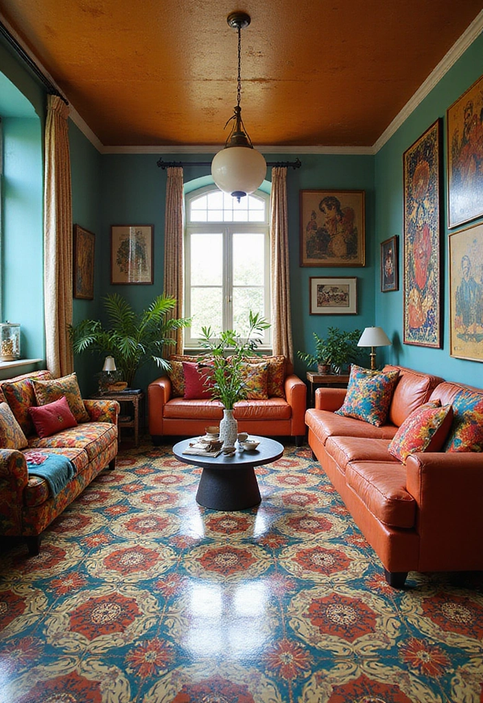 29 Modern Tiles for Living Room Floor Ideas That Redefine Interiors 8 29 Modern Tiles for Living Room Floor Ideas That Redefine Interiors - 8. Bold Color Encaustic Tiles