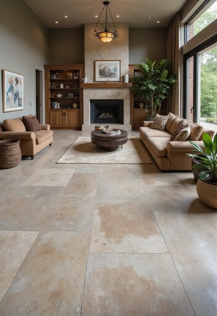 29 Modern Tiles for Living Room Floor Ideas That Redefine Interiors 9 29 Modern Tiles for Living Room Floor Ideas That Redefine Interiors - 9. Natural Stone Slabs