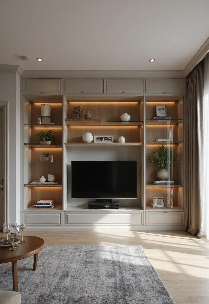 29 TV Cabinet Design for Living Room Ideas That Maximize Space and Style 12 29 TV Cabinet Design for Living Room Ideas That Maximize Space and Style - 12. Glass-Front TV Cabinets