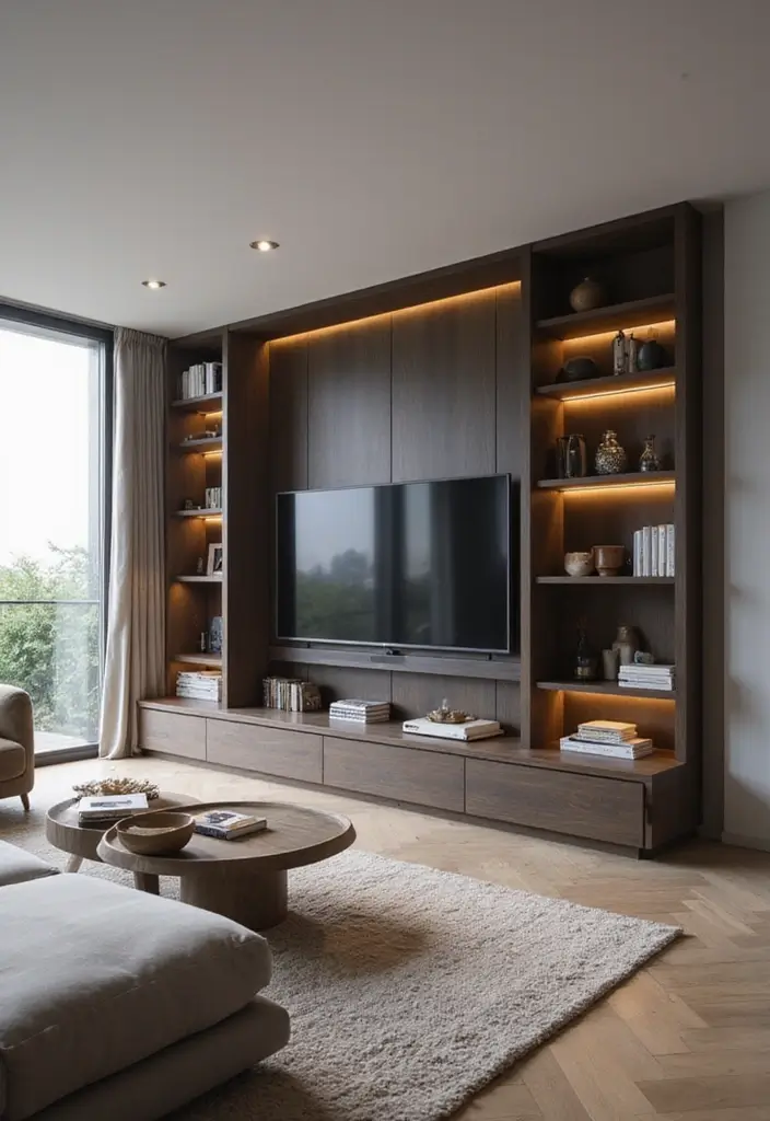 29 TV Cabinet Design for Living Room Ideas That Maximize Space and Style 22 29 TV Cabinet Design for Living Room Ideas That Maximize Space and Style - 22. Smart TV Cabinets with Technology Integration