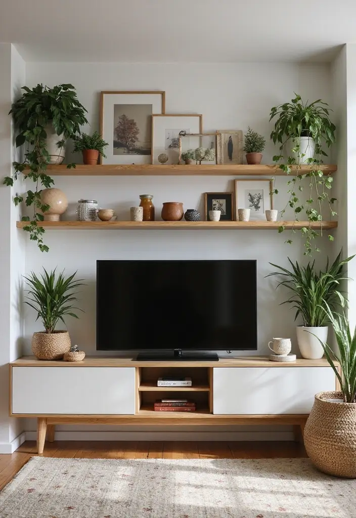 29 TV Cabinet Design for Living Room Ideas That Maximize Space and Style 6 29 TV Cabinet Design for Living Room Ideas That Maximize Space and Style - 6. Open Shelving TV Units
