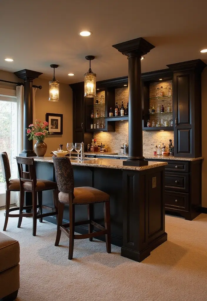 30 Basement Living Room Ideas That Turn Extra Space Into Cozy Retreats 11 30 Basement Living Room Ideas That Turn Extra Space Into Cozy Retreats - 11. Add a Bar Area