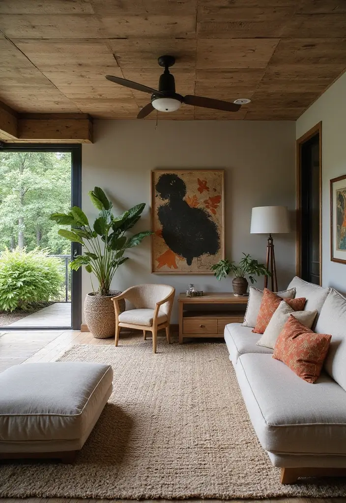 30 Basement Living Room Ideas That Turn Extra Space Into Cozy Retreats 25 30 Basement Living Room Ideas That Turn Extra Space Into Cozy Retreats - 25. Outdoor-Inspired Decor