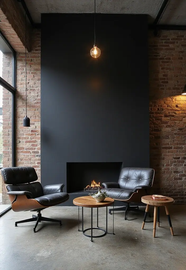 30 Black Wall Living Room Ideas That Look Bold, Dramatic, and Modern - 10. Urban Industrial Style