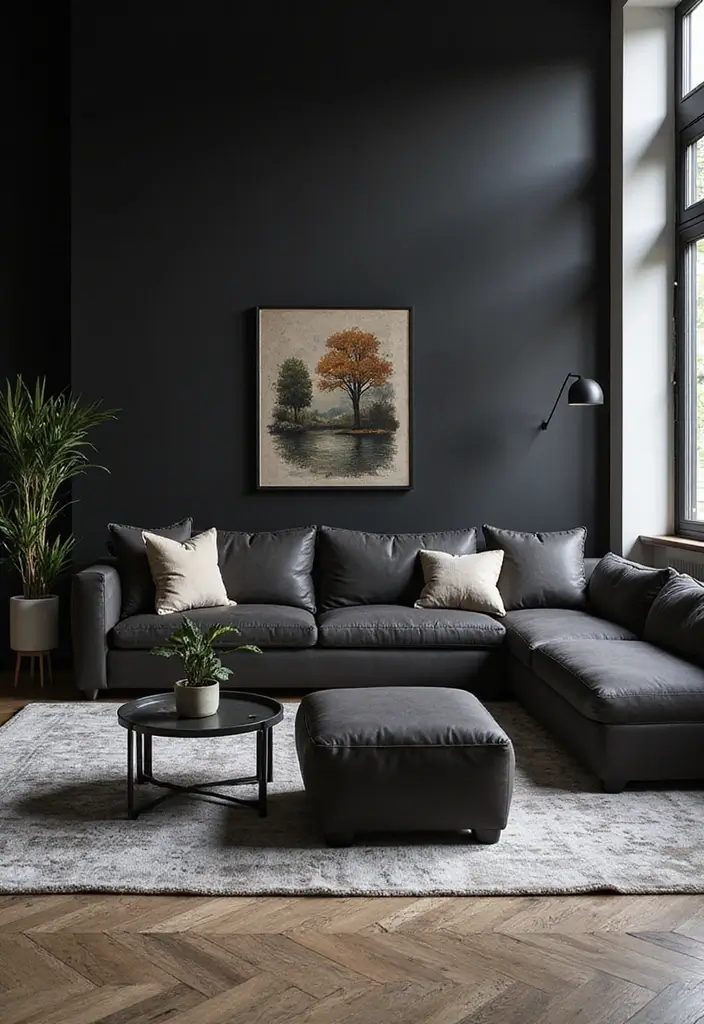 30 Black Wall Living Room Ideas That Look Bold, Dramatic, and Modern - 22. Statement Furniture Pieces