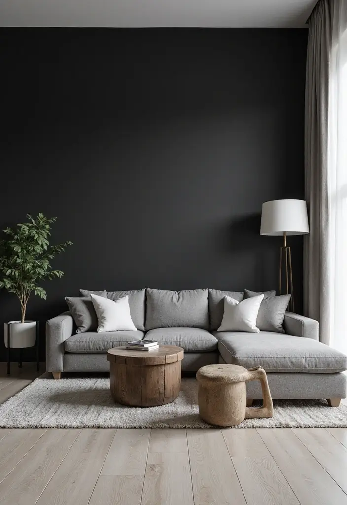 30 Black Wall Living Room Ideas That Look Bold, Dramatic, and Modern - 26. The Power of Minimalist Decor