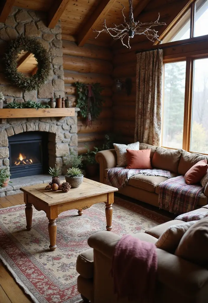 30 Christmas Living Room Ideas That Create Magical Holiday Vibes 1 30 Christmas Living Room Ideas That Create Magical Holiday Vibes - 1. Rustic Charm with Natural Elements