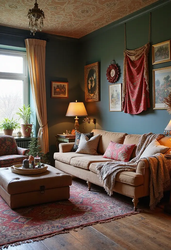 30 Christmas Living Room Ideas That Create Magical Holiday Vibes 10 30 Christmas Living Room Ideas That Create Magical Holiday Vibes - 10. Eclectic Bohemian Cheer