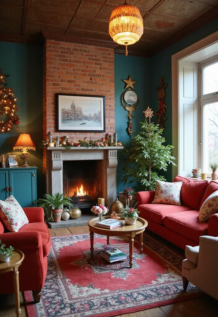 30 Christmas Living Room Ideas That Create Magical Holiday Vibes 14 30 Christmas Living Room Ideas That Create Magical Holiday Vibes - 14. Festive Art-Inspired Decor