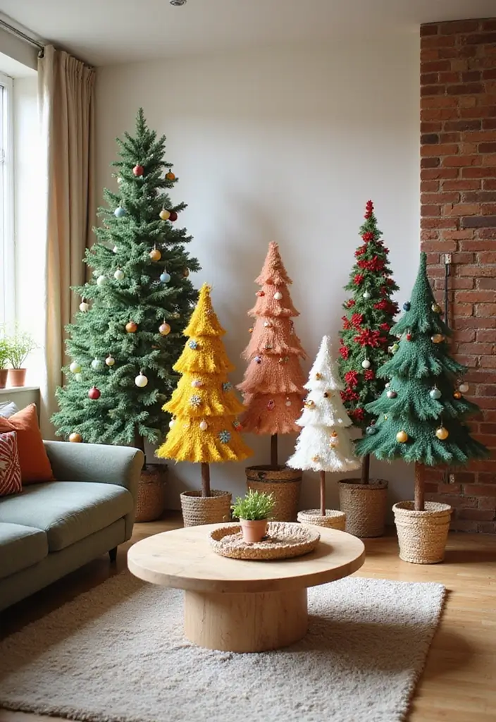 30 Christmas Living Room Ideas That Create Magical Holiday Vibes 18 30 Christmas Living Room Ideas That Create Magical Holiday Vibes - 18. Seasonal Whimsical Trees