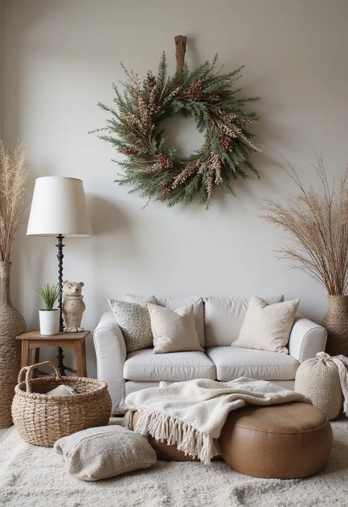30 Christmas Living Room Ideas That Create Magical Holiday Vibes 28 30 Christmas Living Room Ideas That Create Magical Holiday Vibes - 28. Festive Outdoor-Inspired Decor