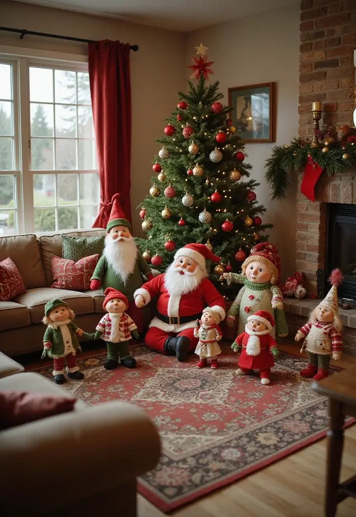 30 Christmas Living Room Ideas That Create Magical Holiday Vibes 30 30 Christmas Living Room Ideas That Create Magical Holiday Vibes - 30. Playful Holiday Characters