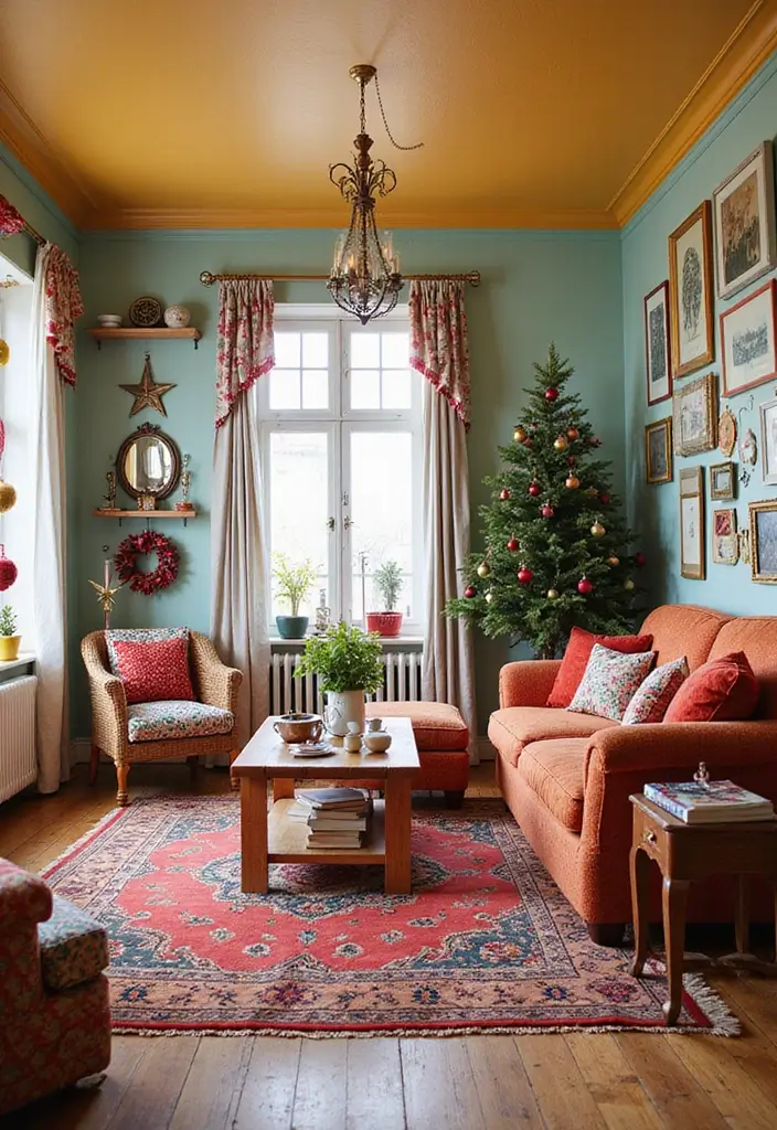 30 Christmas Living Room Ideas That Create Magical Holiday Vibes 7 30 Christmas Living Room Ideas That Create Magical Holiday Vibes - 7. Bright and Colorful Wonderland