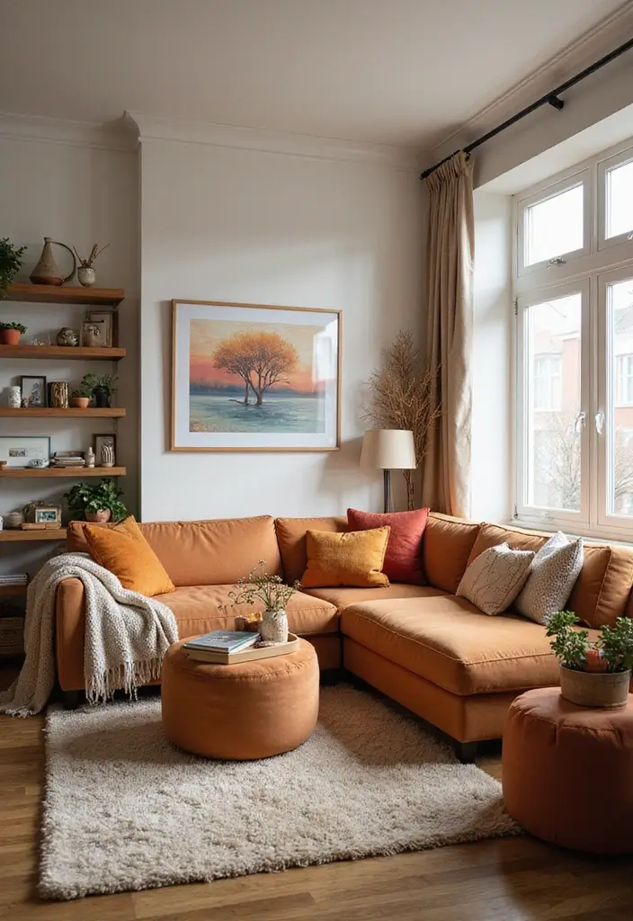 30 College Apartment Living Room Ideas for Budget-Friendly Style 24 30 College Apartment Living Room Ideas for Budget-Friendly Style - 24. Seasonal Decor