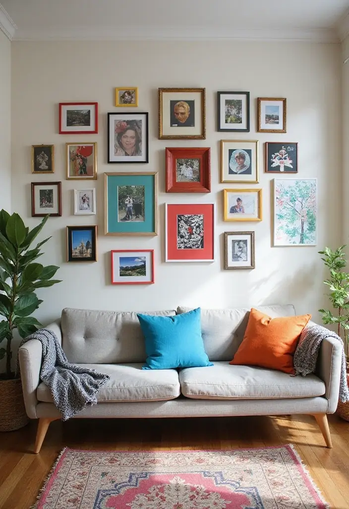 30 College Apartment Living Room Ideas for Budget-Friendly Style 6 30 College Apartment Living Room Ideas for Budget-Friendly Style - 6. Gallery Wall with Photos