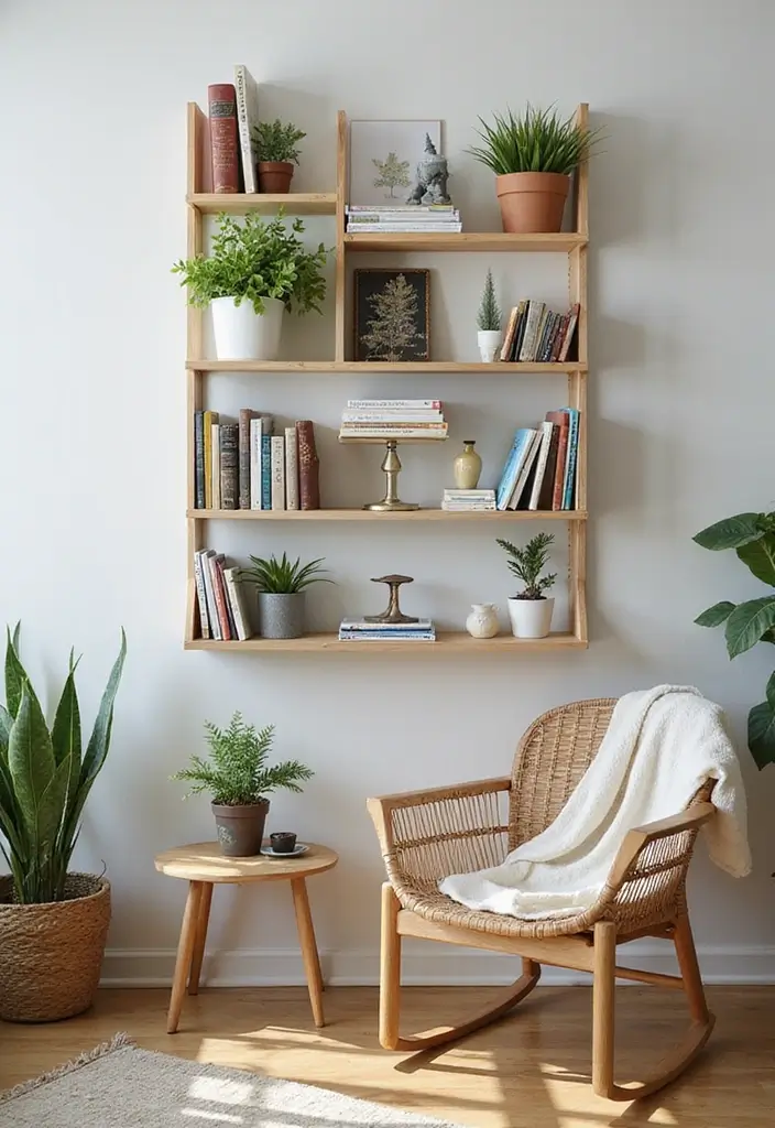 30 College Apartment Living Room Ideas for Budget-Friendly Style 7 30 College Apartment Living Room Ideas for Budget-Friendly Style - 7. DIY Shelving