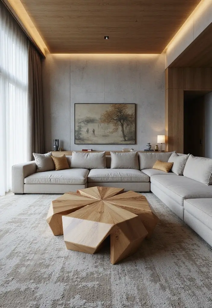30 Contemporary Living Room Designs That Redefine Modern Style - 20. Unique Coffee Tables
