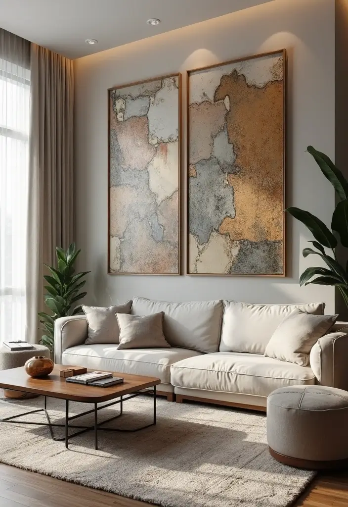 30 Contemporary Living Room Designs That Redefine Modern Style - 23. Textured Wall Art