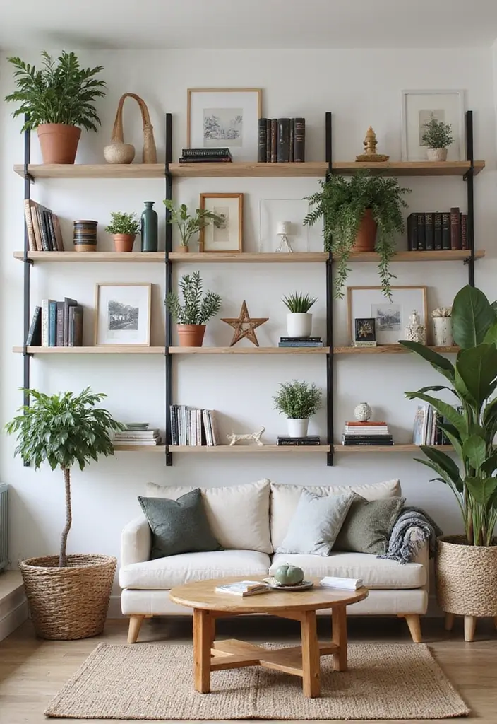 30 Contemporary Living Room Designs That Redefine Modern Style - 30. Embracing Open Shelving