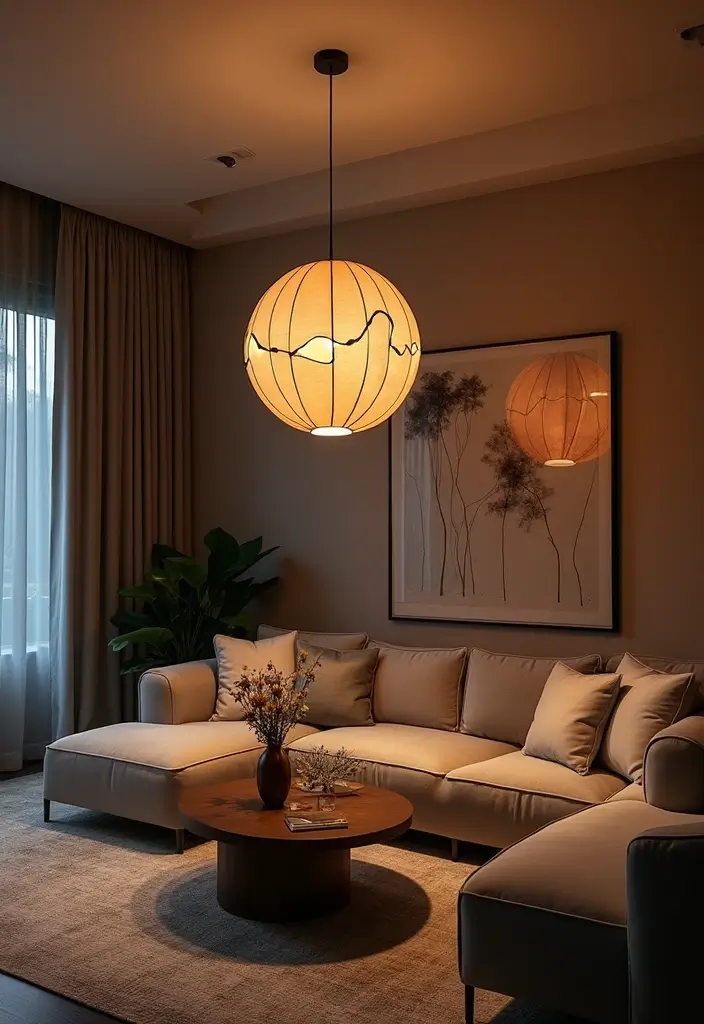 30 Contemporary Living Room Designs That Redefine Modern Style - 4. Statement Lighting Fixtures