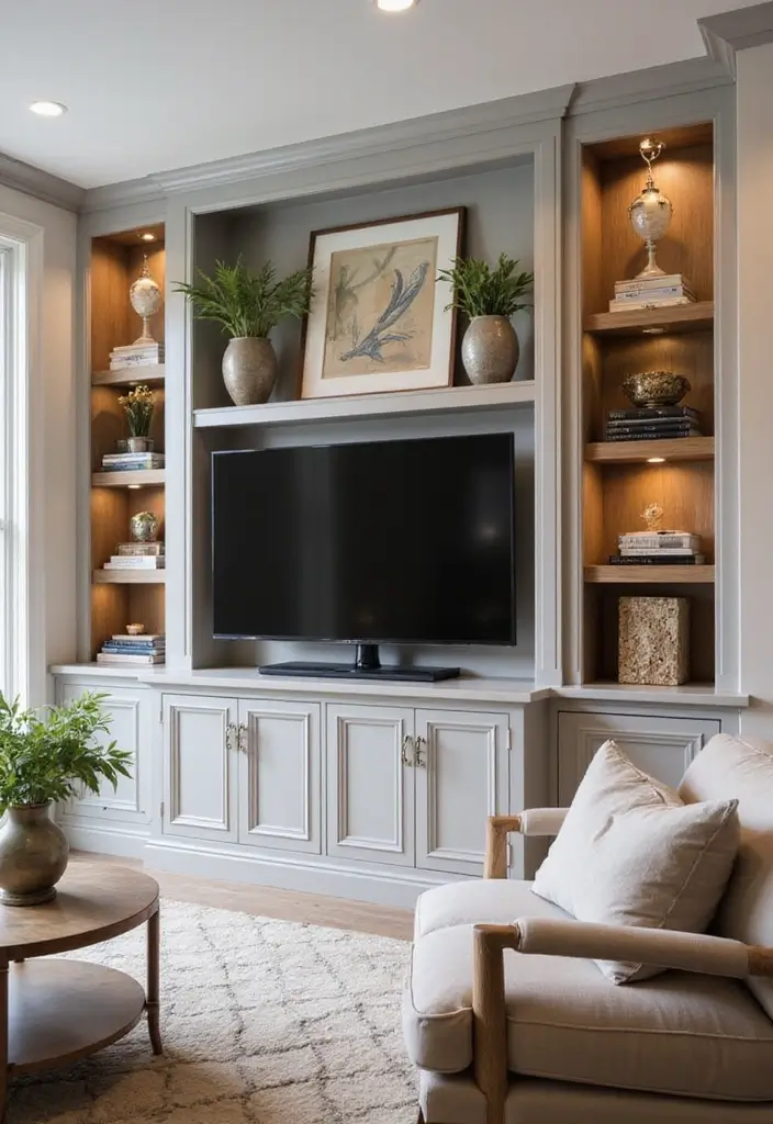 30 Creative TV Stand Ideas for Living Room Makeover and Stylish Entertainment Spaces 12 30 Creative TV Stand Ideas for Living Room Makeover and Stylish Entertainment Spaces - 12. Custom Built-In Shelves